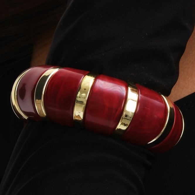 Jon Richard MOOD Gold & Burgundy Resin Stretch Cuff