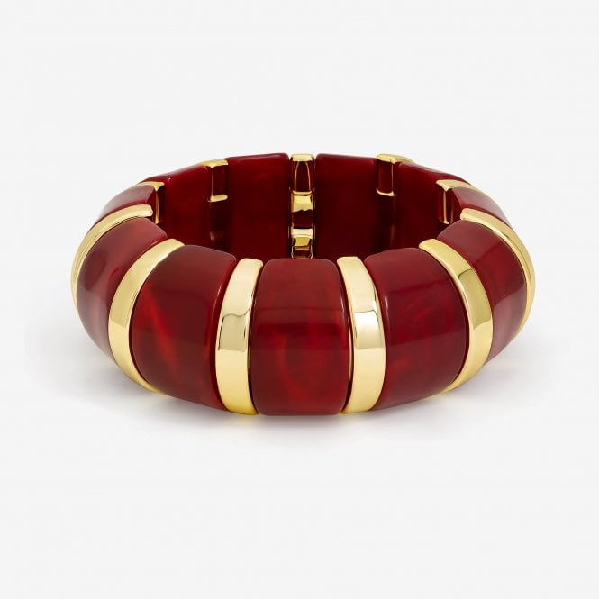 jon richard MOOD Gold & Burgundy Resin Stretch Cuff