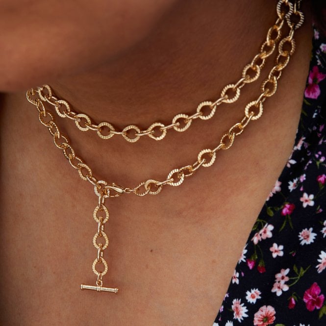 Jon Richard MOOD Gold Polished Textured Chain Belt