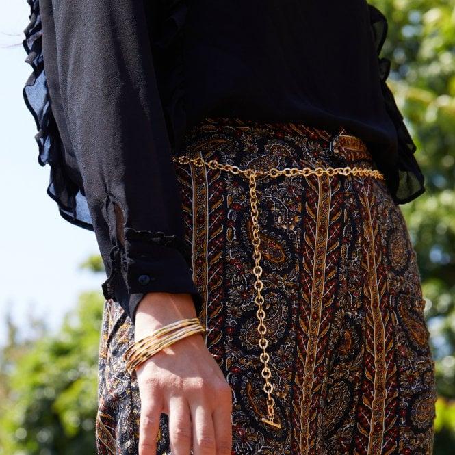 jon richard MOOD Gold Polished Textured Chain Belt