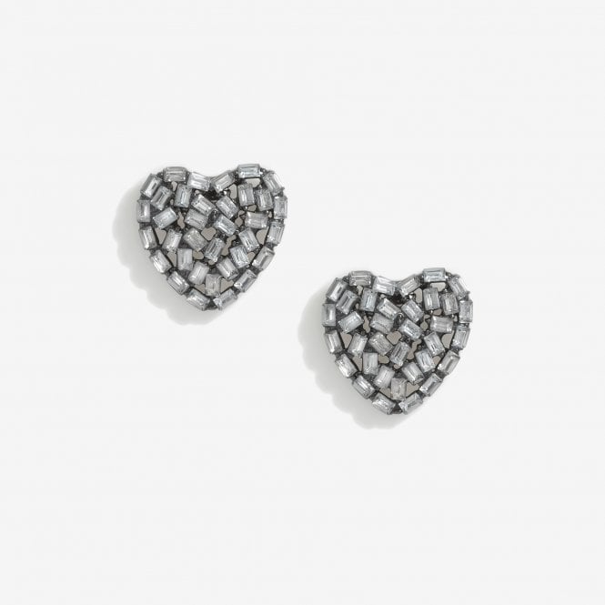 jon richard MOOD Hematite Heart Stud Earrings