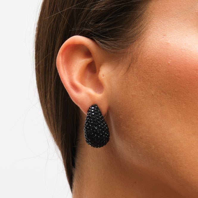 Jon Richard MOOD Jet Crystal Dome Stud Earrings