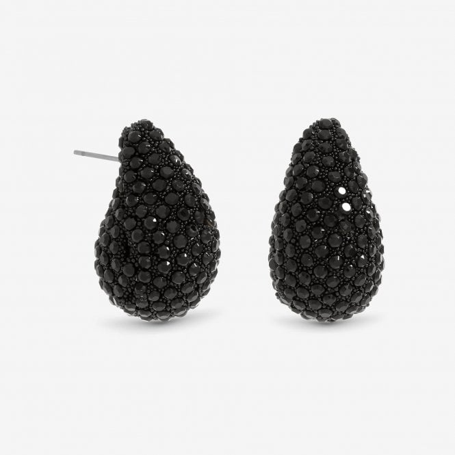 jon richard MOOD Jet Crystal Dome Stud Earrings