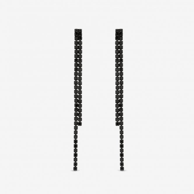 jon richard MOOD Jet Crystal Linear Drop Earrings