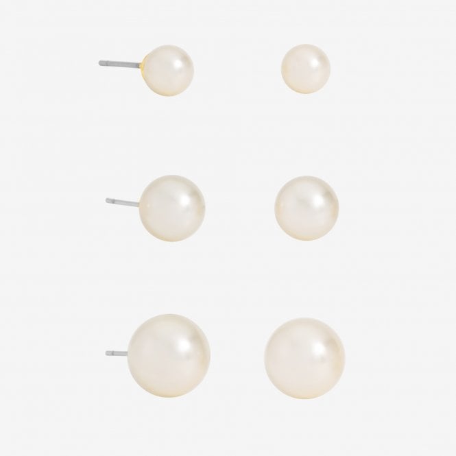Jon Richard MOOD Pearl Stud Earrings - Pack Of 3