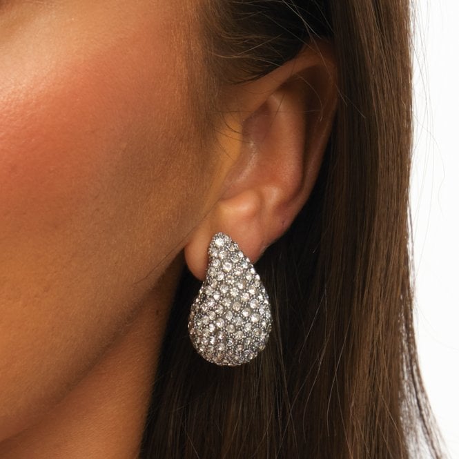 Jon Richard MOOD Silver Crystal Dome Stud Earrings