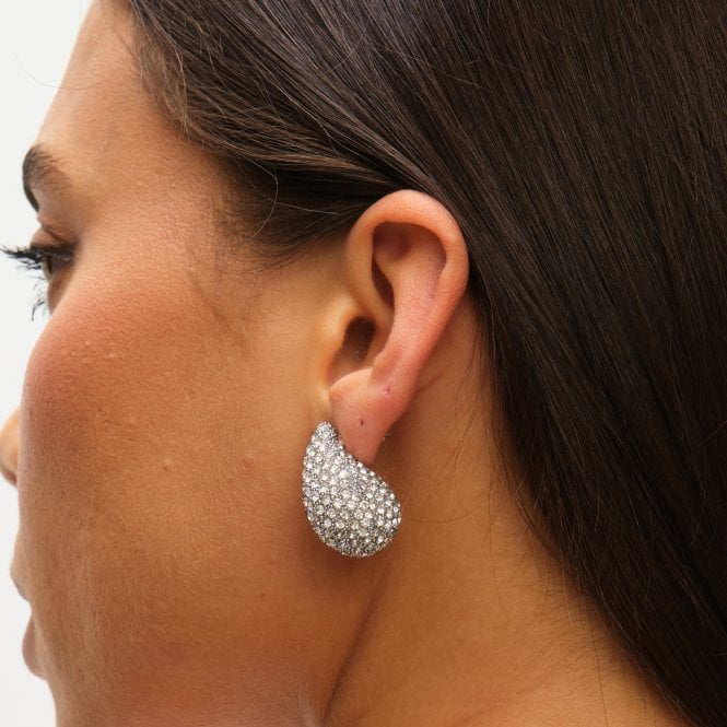 Jon Richard MOOD Silver Crystal Dome Stud Earrings