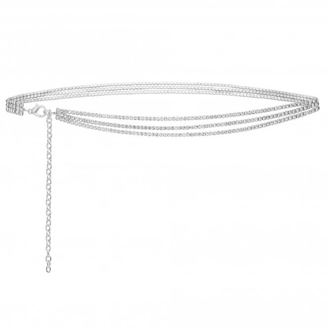 jon richard MOOD Silver Crystal Layered Chain Belt