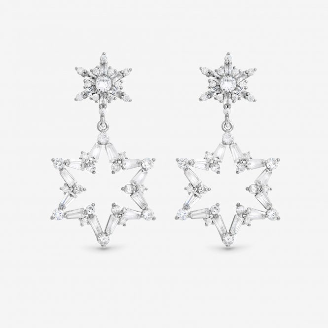 jon richard MOOD Silver Crystal Star Drop Earrings jon richard MOOD Silver Crystal Star Drop Earrings