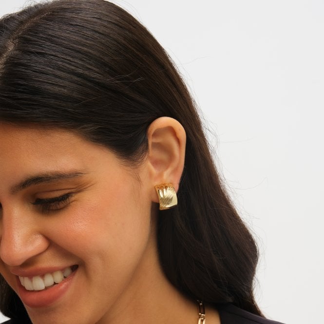 Jon Richard Jon Richard Polished And Ridge Clip Earrings
