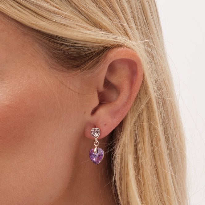 Jon Richard Jon Richard Radiance Collection Rose Gold Plated Pink Heart Drop Earrings