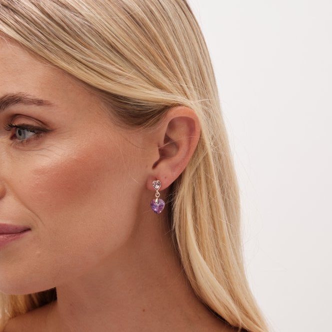 Jon Richard Jon Richard Radiance Collection Rose Gold Plated Pink Heart Drop Earrings
