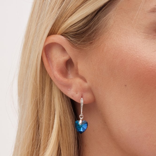 Jon Richard Jon Richard Radiance Collection Silver Plated Blue Bermuda Heart Drop Earrings