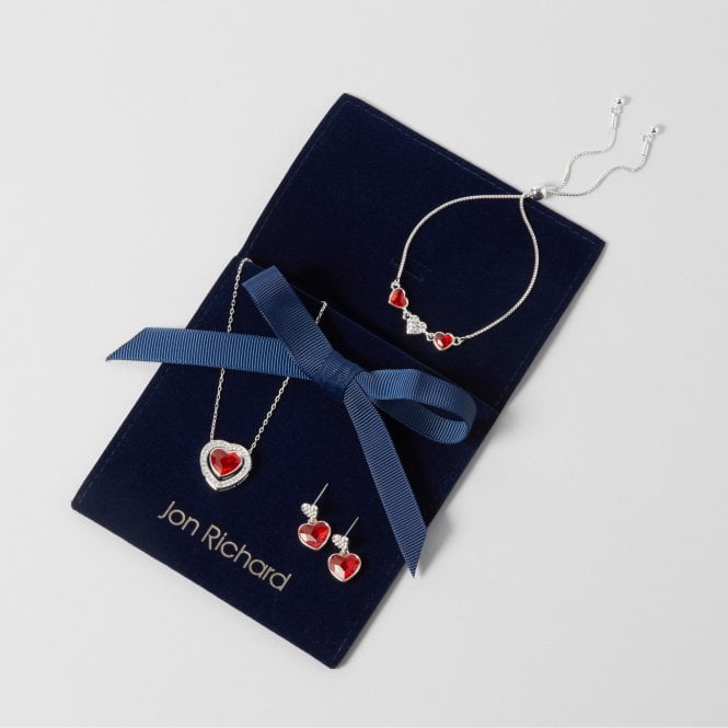 Jon Richard Jon Richard Radiance Collection Silver Plated Red Dancing Heart Toggle Bracelet