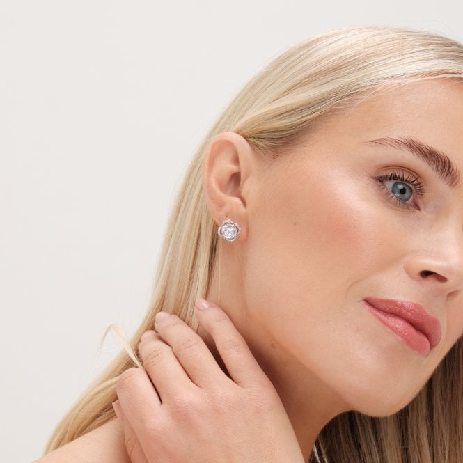 Jon Richard Jon Richard Rhodium Cubic Zirconia And Pave Stud Earrings