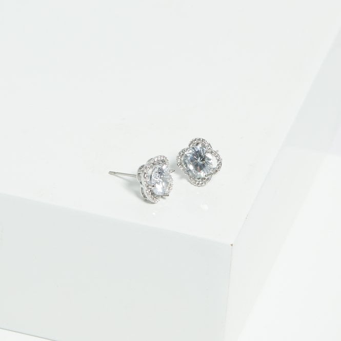 Jon Richard Jon Richard Rhodium Cubic Zirconia And Pave Stud Earrings