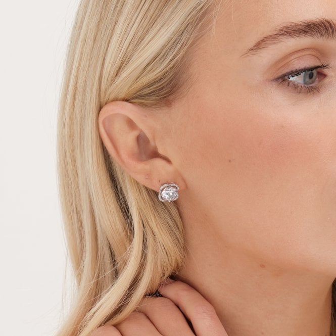 Jon Richard Jon Richard Rhodium Cubic Zirconia And Pave Stud Earrings