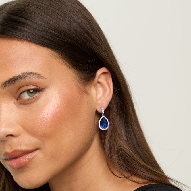 Jon Richard Jon Richard Rhodium Plated And Bermunda Blue Pear Drop Earrings