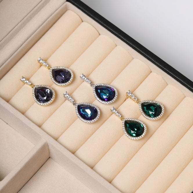 Jon Richard Jon Richard Rhodium Plated And Bermunda Blue Pear Drop Earrings