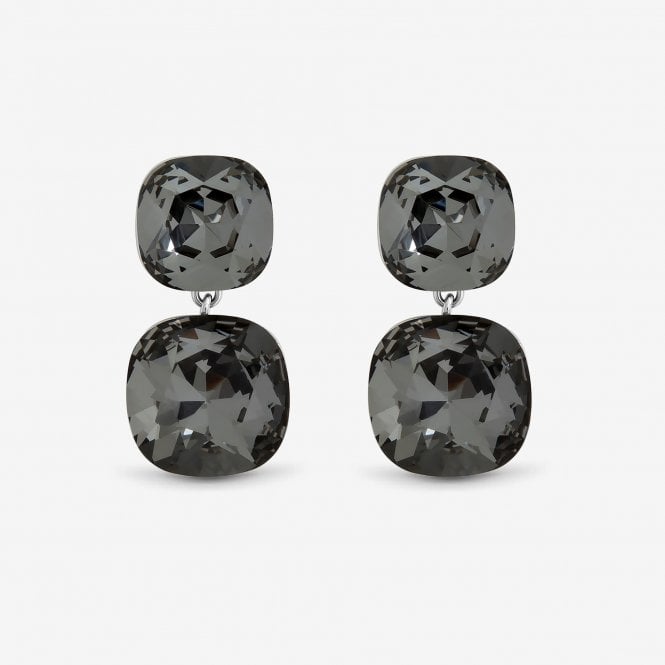 jon richard Jon Richard Rhodium Plated and Black Diamond Drop Earrings