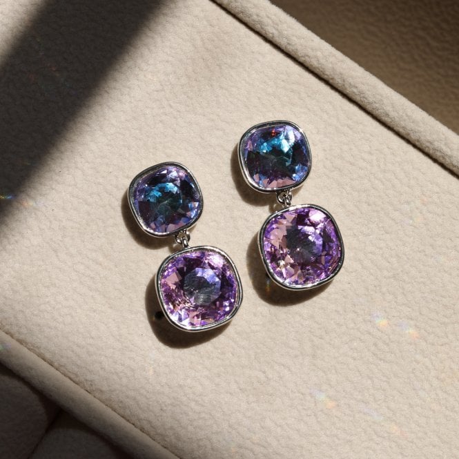 Jon Richard Jon Richard Rhodium Plated And Crystal Vitrail Drop Earrings