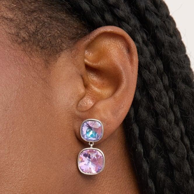 Jon Richard Jon Richard Rhodium Plated And Crystal Vitrail Drop Earrings