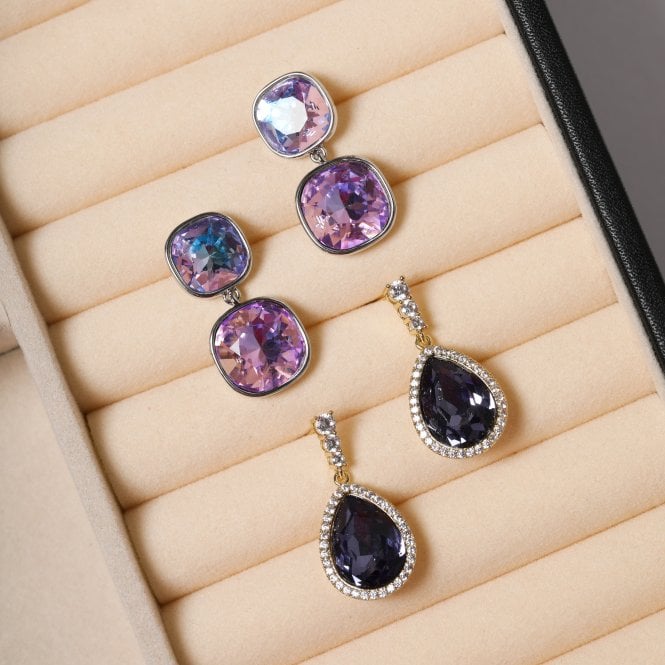 Jon Richard Jon Richard Rhodium Plated And Crystal Vitrail Drop Earrings