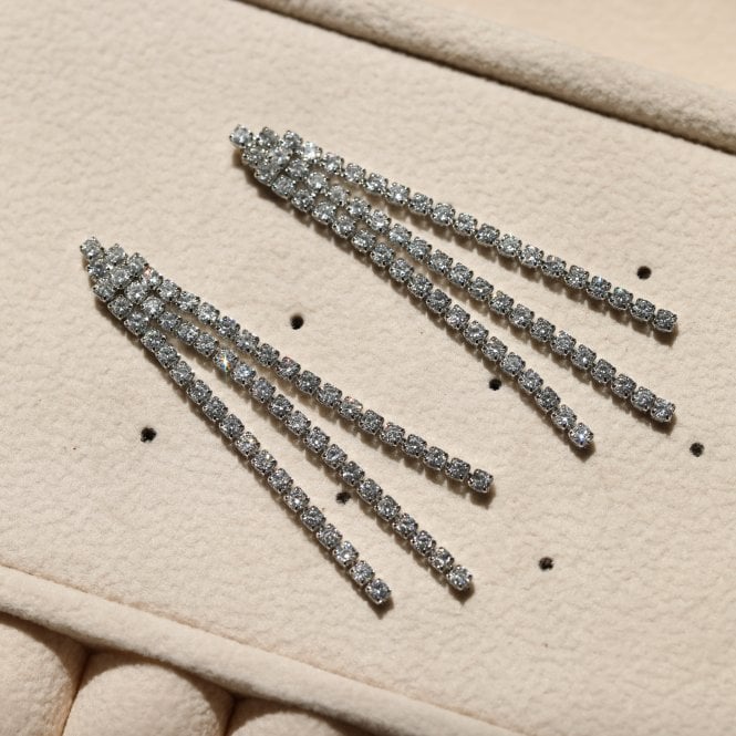 Jon Richard Jon Richard Rhodium Plated And Cubic Zirconia Crystal Drop Earrings