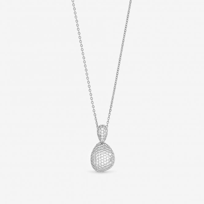 Jon Richard Jon Richard Rhodium Plated And Cubic Zirconia Drop Dome Pendant - Gift Box