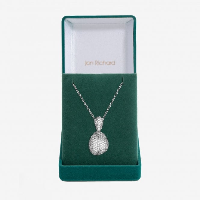 jon richard Jon Richard Rhodium Plated and Cubic Zirconia Drop Dome Pendant - Gift Box