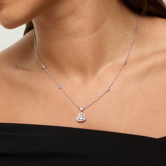 Jon Richard Jon Richard Rhodium Plated And Cubic Zirconia Heart Drop Set - Gift Box