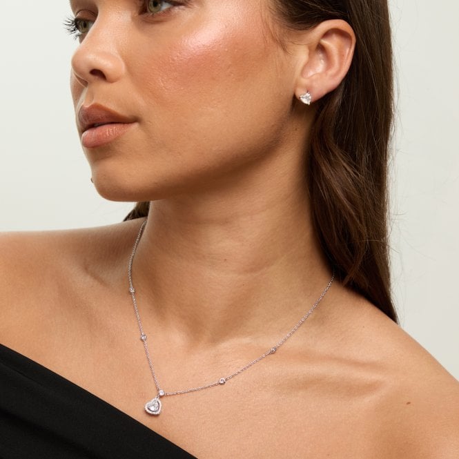 Jon Richard Jon Richard Rhodium Plated And Cubic Zirconia Heart Drop Set - Gift Box