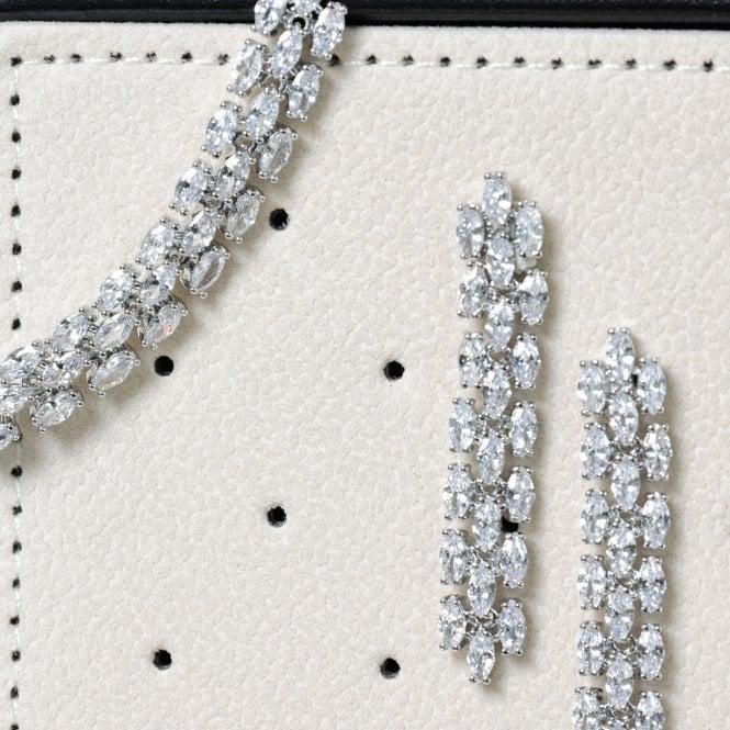 Jon Richard Jon Richard Rhodium Plated And Cubic Zirconia Navette Bracelet