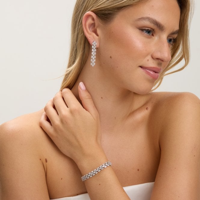 Jon Richard Jon Richard Rhodium Plated And Cubic Zirconia Navette Bracelet