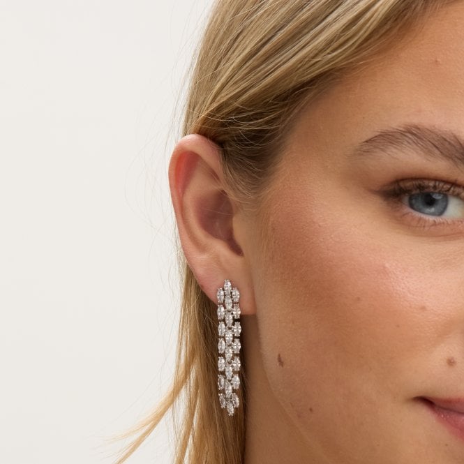 Jon Richard Jon Richard Rhodium Plated And Cubic Zirconia Navette Drop Earring