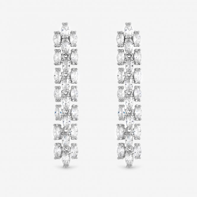 jon richard Jon Richard Rhodium Plated and Cubic Zirconia Navette Drop Earring