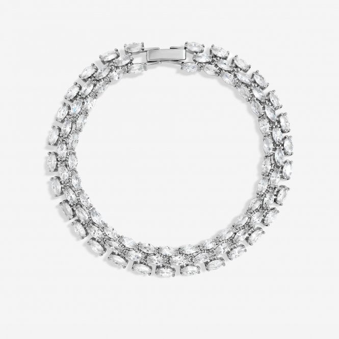 jon richard Jon Richard Rhodium Plated and Cubic Zirconia Navette Bracelet