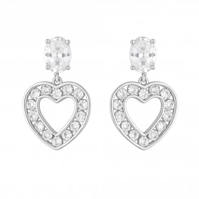 jon richard Jon Richard Rhodium Plated And Cubic Zirconia Open Heart Drop Earrings