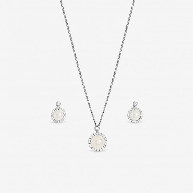 Jon Richard Jon Richard Rhodium Plated And Cubic Zirconia Pearl Halo Box Set - Gift Box