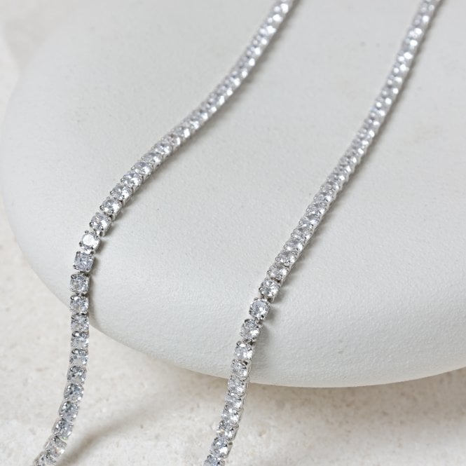 Jon Richard Jon Richard Rhodium Plated And Cubic Zirconia Round Tennis Bracelet