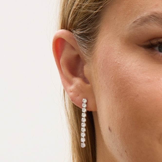 Jon Richard Jon Richard Rhodium Plated And Cubic Zirconia Round Tennis Earrings