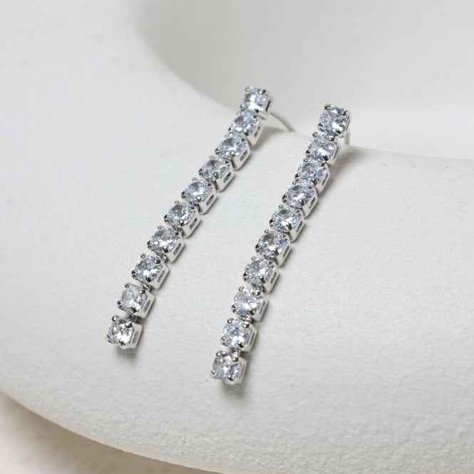 Jon Richard Jon Richard Rhodium Plated And Cubic Zirconia Round Tennis Earrings