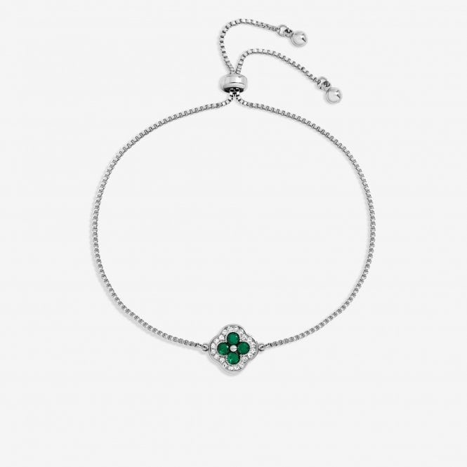 jon richard Jon Richard Rhodium Plated and Emerald Clover Toggle Bracelet