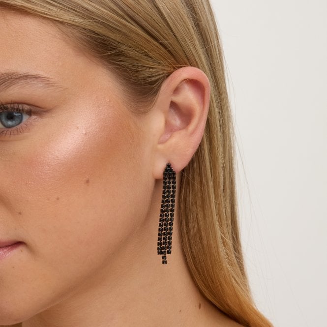 Jon Richard Jon Richard Rhodium Plated And Jet Drop Earrings