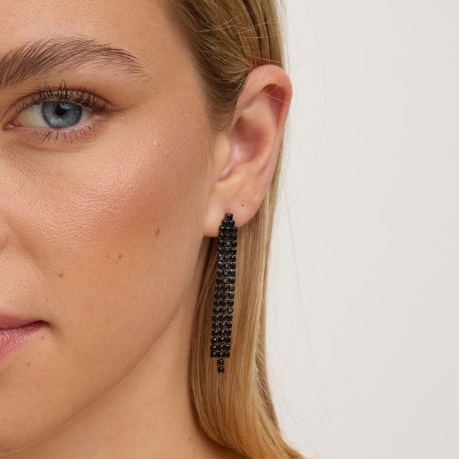 Jon Richard Jon Richard Rhodium Plated And Jet Drop Earrings