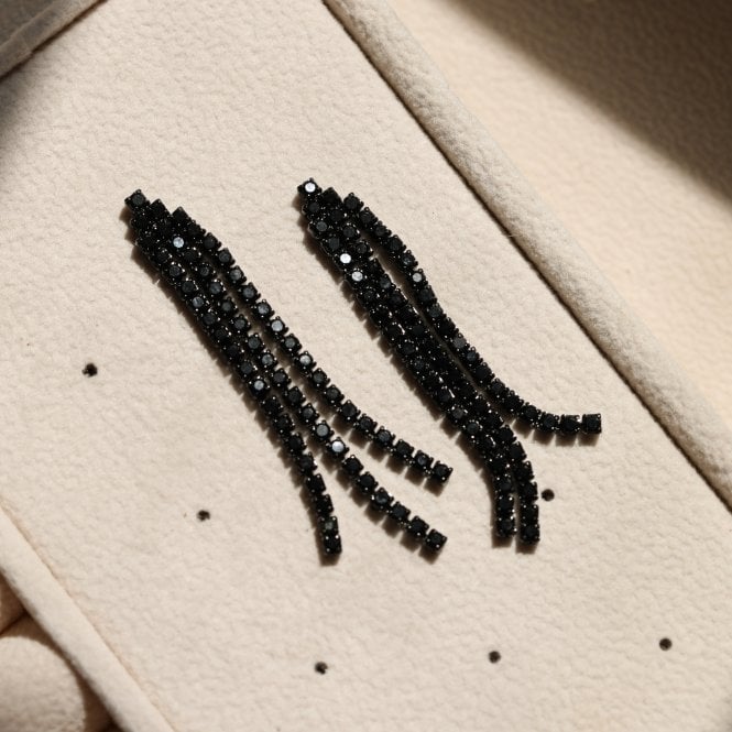 Jon Richard Jon Richard Rhodium Plated And Jet Drop Earrings