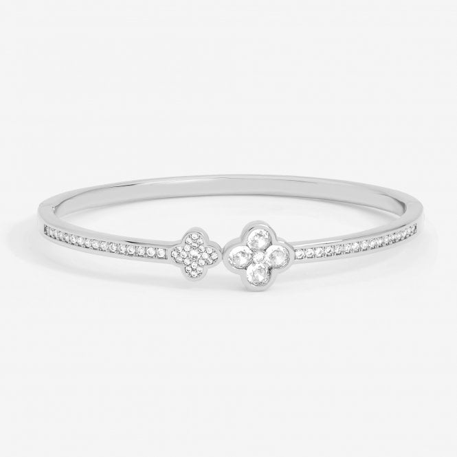 jon richard Jon Richard Rhodium Plated and Pave Clover Bangle