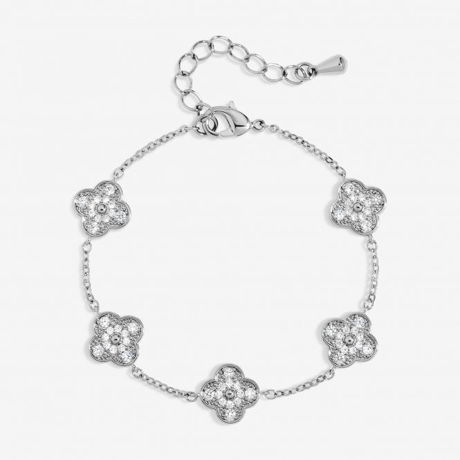 jon richard Jon Richard Rhodium Plated and Pave Clover Bracelet jon richard Jon Richard Rhodium Plated and Pave Clover Bracelet