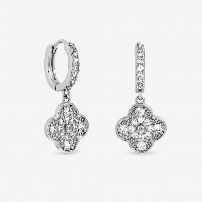 jon richard Jon Richard Rhodium Plated and Pave Clover Earrings jon richard Jon Richard Rhodium Plated and Pave Clover Earrings