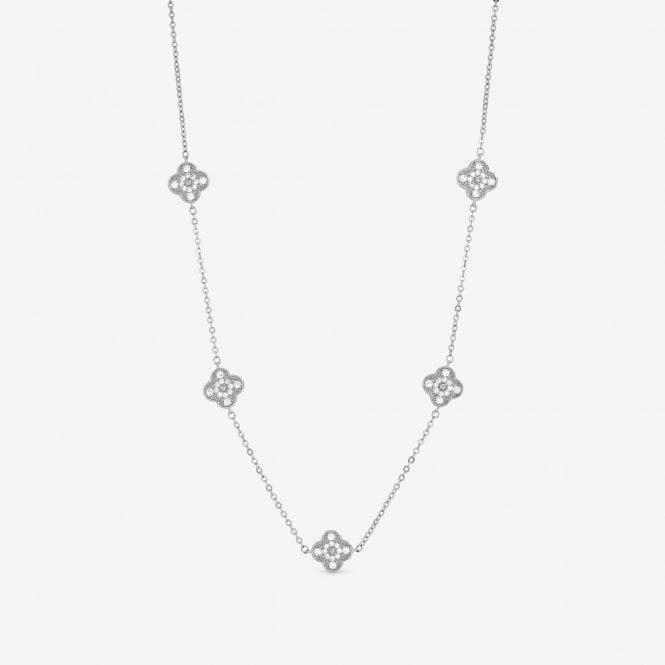 jon richard Jon Richard Rhodium Plated and Pave Clover Necklace jon richard Jon Richard Rhodium Plated and Pave Clover Necklace